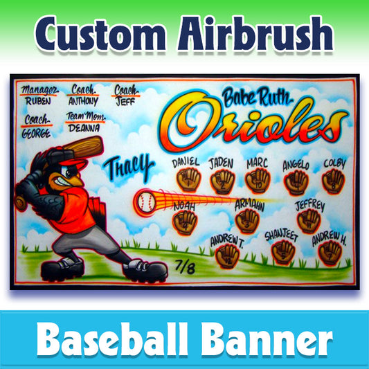 Airbrush Baseball Banner - Orioles -1006