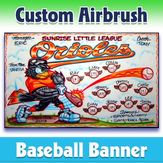 Airbrush Baseball Banner - Orioles -1007