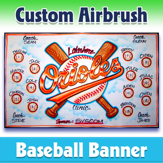 Airbrush Baseball Banner - Orioles -1008
