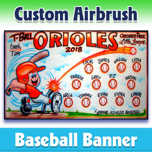 Airbrush Baseball Banner - Orioles -1013