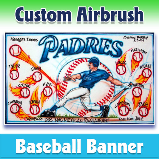 Airbrush Baseball Banner - Padres -1002