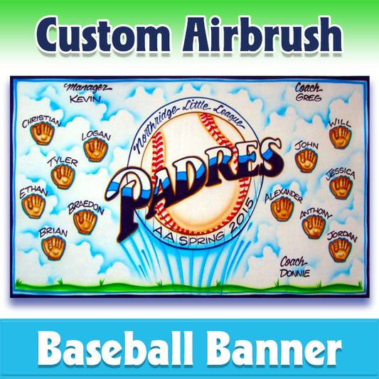 Airbrush Baseball Banner - Padres -1003