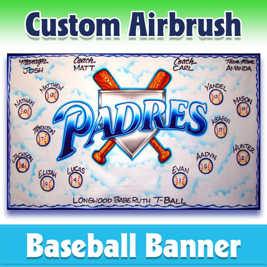 Airbrush Baseball Banner - Padres -1004