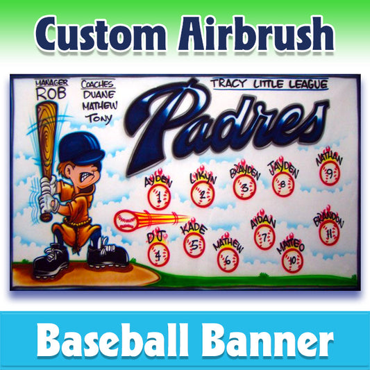 Airbrush Baseball Banner - Padres -1005