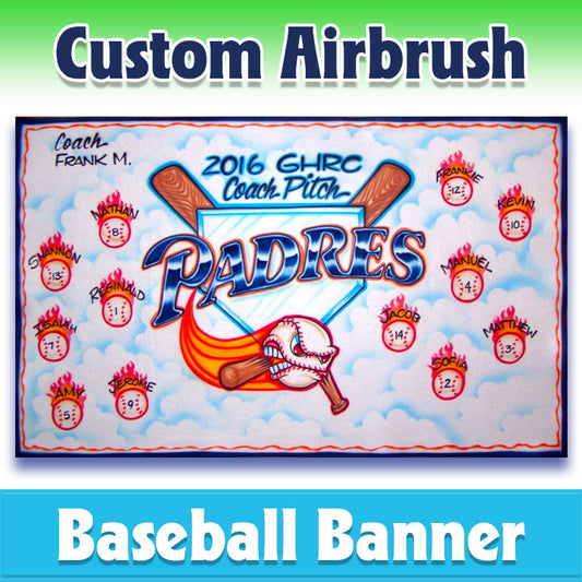 Airbrush Baseball Banner - Padres -1006