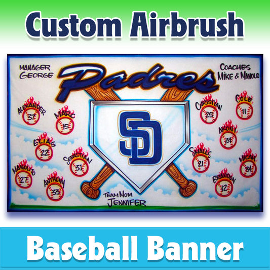 Airbrush Baseball Banner - Padres -1007