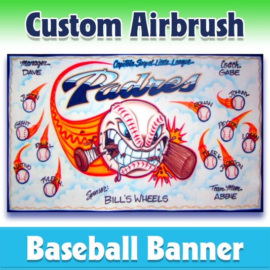 Airbrush Baseball Banner - Padres -1008