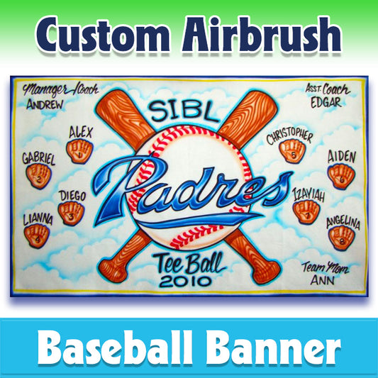 Airbrush Baseball Banner - Padres -1009