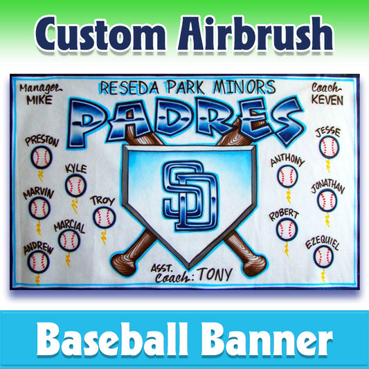 Airbrush Baseball Banner - Padres -1011
