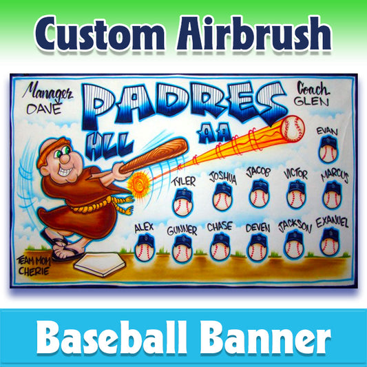 Airbrush Baseball Banner - Padres -1012