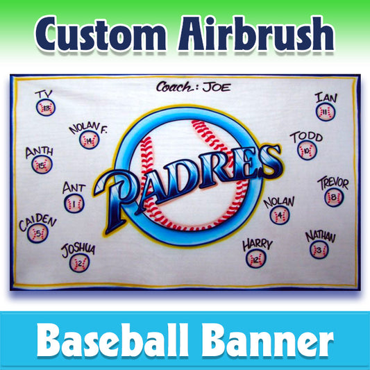Airbrush Baseball Banner - Padres -1013