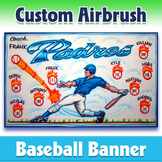 Airbrush Baseball Banner - Padres -1014