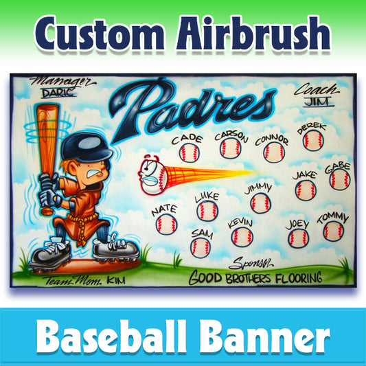 Airbrush Baseball Banner - Padres -1015