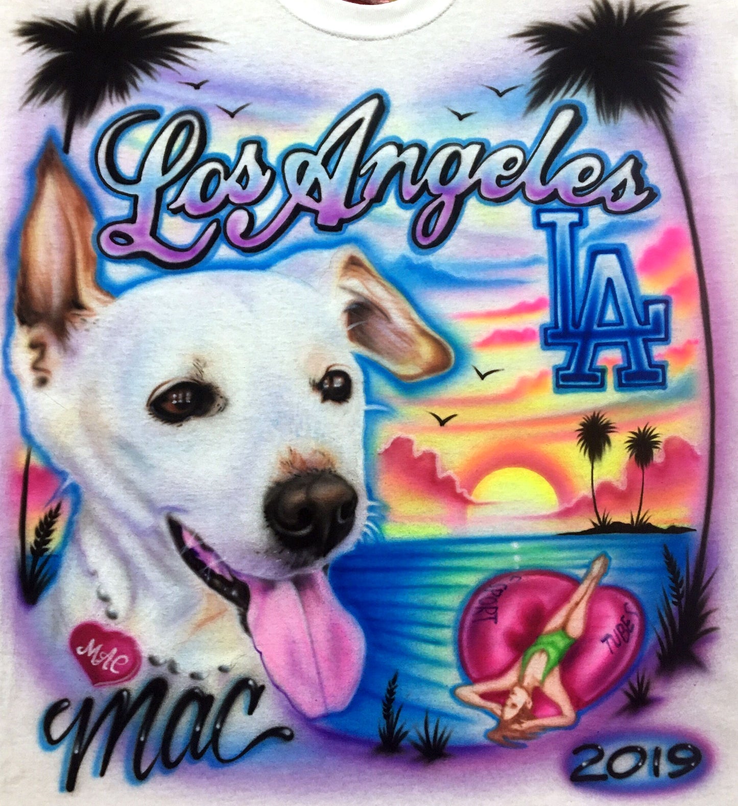 Airbrush T-shirt - Pet Portrait - Pets Name - You Choose Color of Name