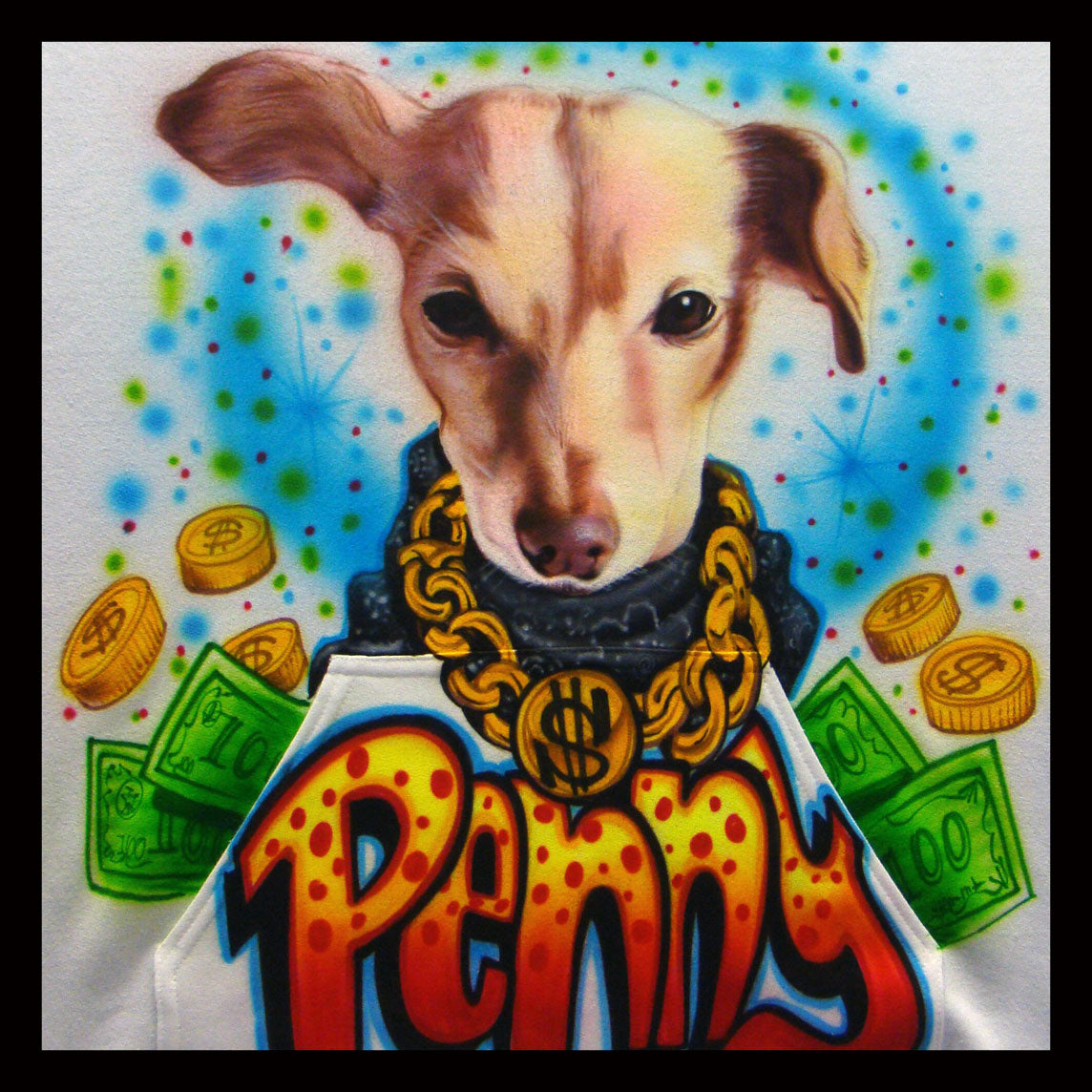 Airbrush T-shirt - Pet Portrait with Bling - You Choose Colors