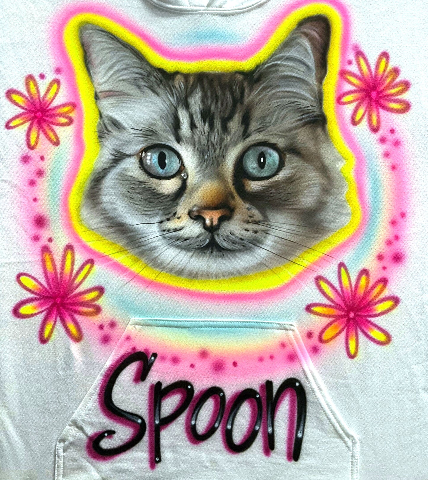 Airbrush T-shirt - Pet Portrait - with Flowers