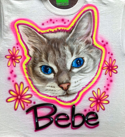 Airbrush T-shirt - Pet Portrait - with Flowers
