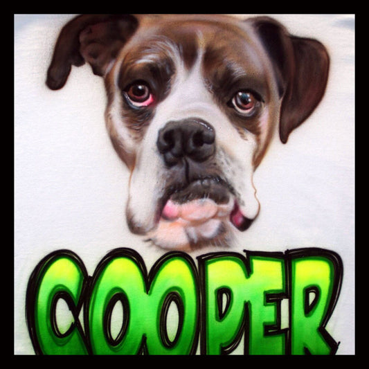 Airbrush T-shirt - Pet Portrait - Your Pet's Name - Your Choice of Colors