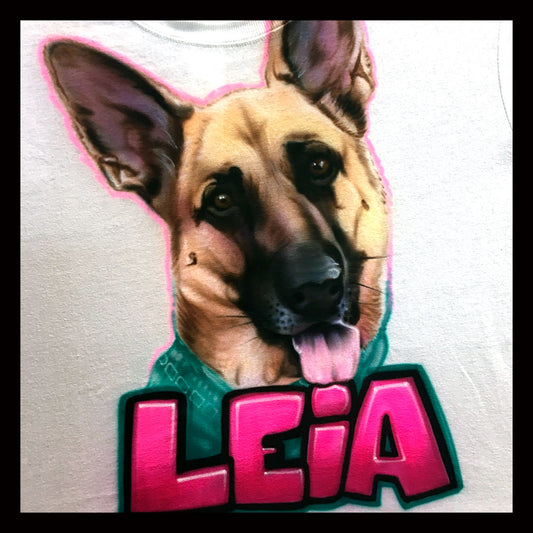 Airbrush T-shirt - Pet Portrait - Your Pet's Name - You Choose Colors