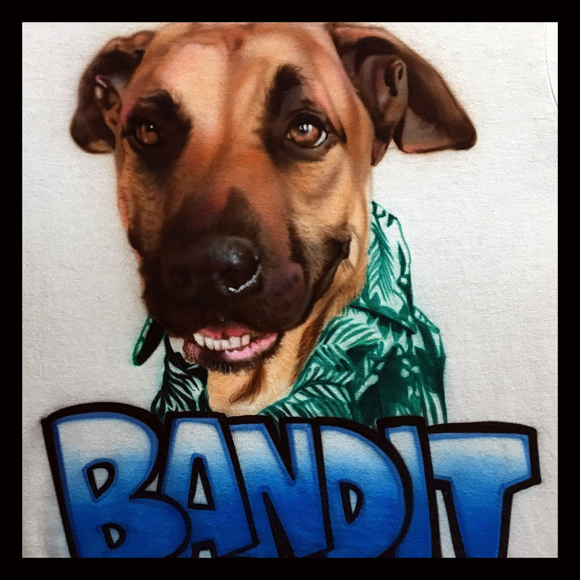 Airbrush T-shirt - Pet Portrait - Dog - Cat - Other Pet - You Choose Color of Name
