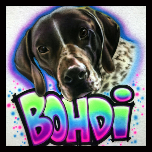 Airbrush T-shirts - Pet Portrait - Custom T-shirt - Pets Name - You Choose Color of Name