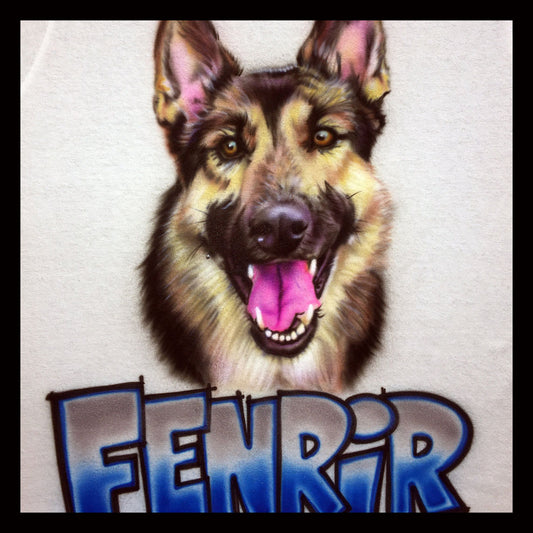 Airbrush T-shirt - Pet Portrait - Pet Name - You Choose Color of Name