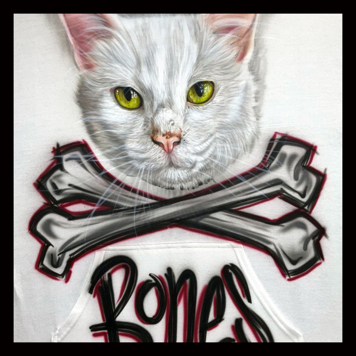 Airbrush T-shirt - Pet Portrait - Cat - Bones