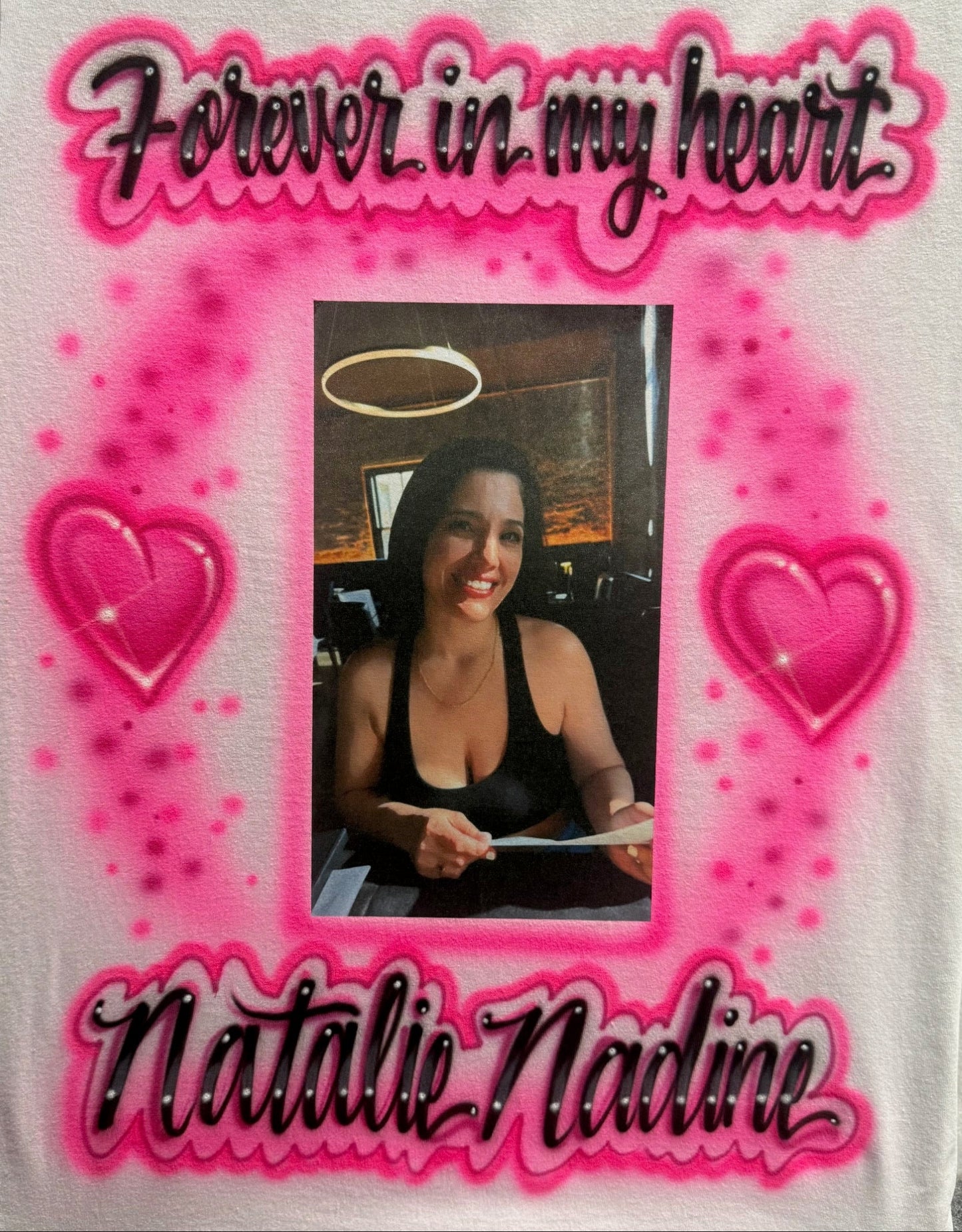 Forever in My Heart Memorial Airbrushed T-Shirt with Photo Transfer