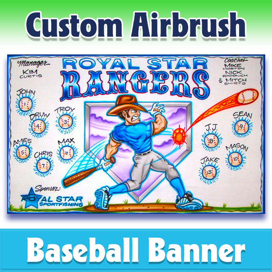 Airbrush Baseball Banner - Rangers -1001