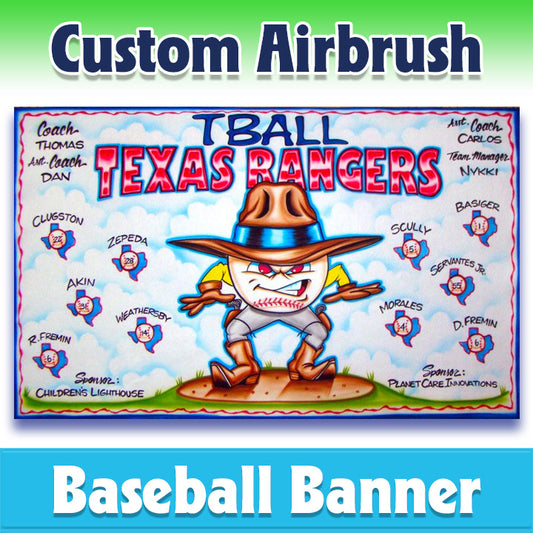 Airbrush Baseball Banner - Rangers -1002