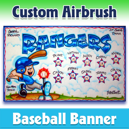 Airbrush Baseball Banner - Rangers -1004