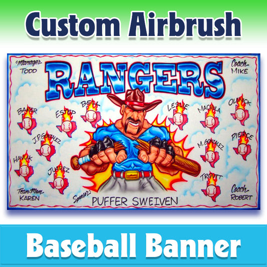 Airbrush Baseball Banner - Rangers -1007