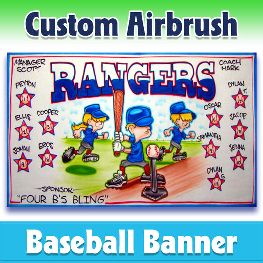 Airbrush Baseball Banner - Rangers -1008