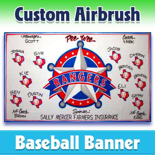 Airbrush Baseball Banner - Rangers -1009