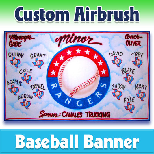 Airbrush Baseball Banner - Rangers -1010