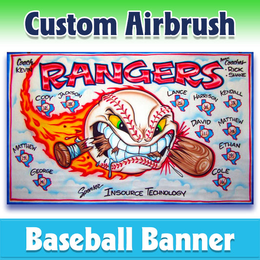 Airbrush Baseball Banner - Rangers -1011