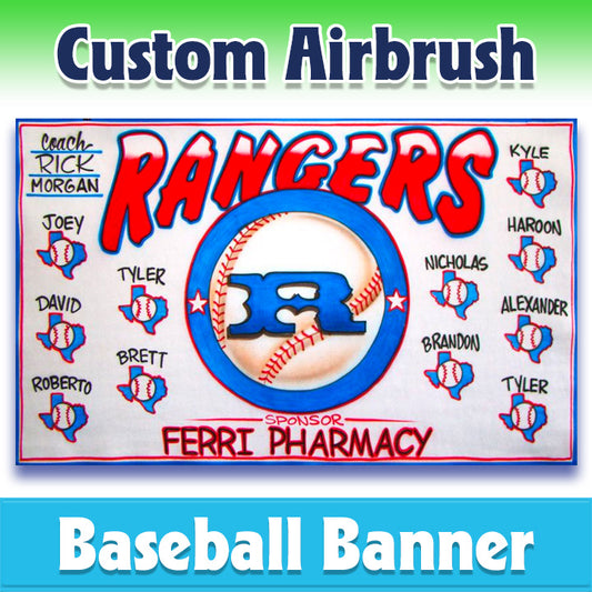 Airbrush Baseball Banner - Rangers -1012