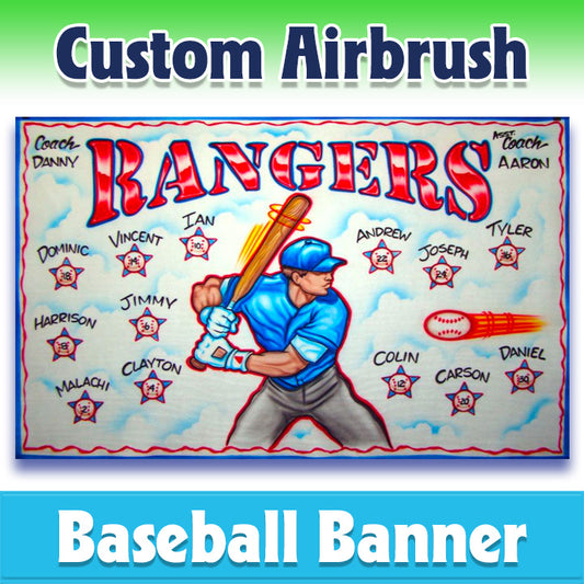Airbrush Baseball Banner - Rangers -1013