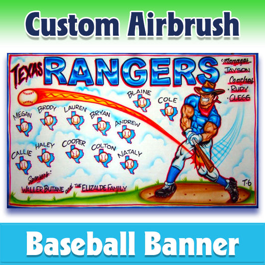Airbrush Baseball Banner - Rangers -1014