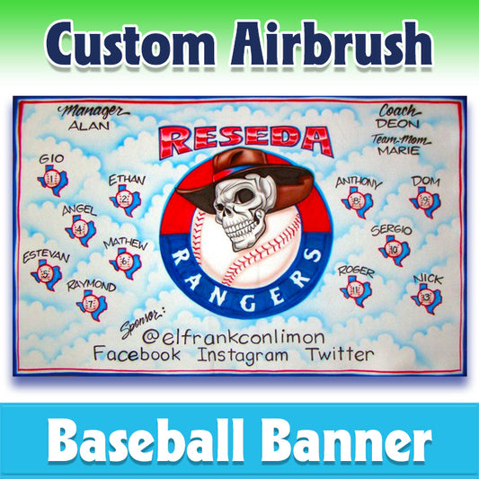 Airbrush Baseball Banner - Rangers -1015