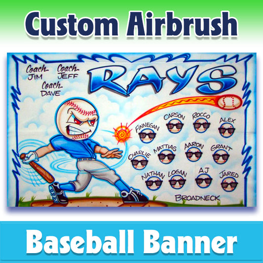 Airbrush Baseball Banner - Rays -1003