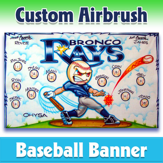 Airbrush Baseball Banner - Rays -1004