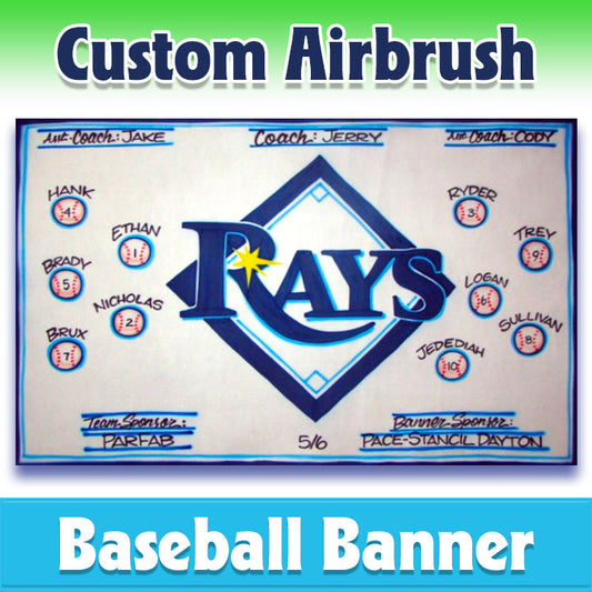 Airbrush Baseball Banner - Rays -1005