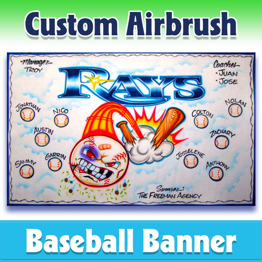 Airbrush Baseball Banner - Rays -1006