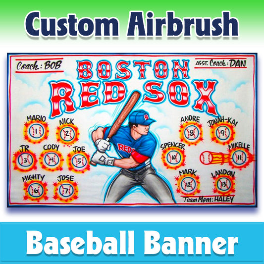 Airbrush Baseball Banner - Red Sox -1001