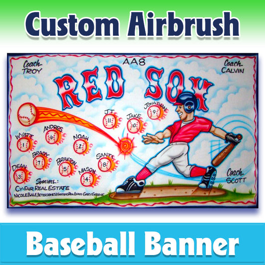 Airbrush Baseball Banner - Red Sox -1002