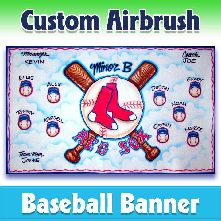 Airbrush Baseball Banner - Red Sox -1003