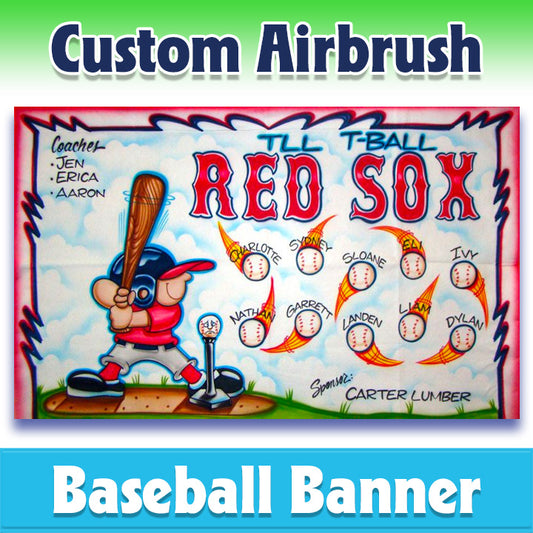 Airbrush Baseball Banner - Red Sox -1004