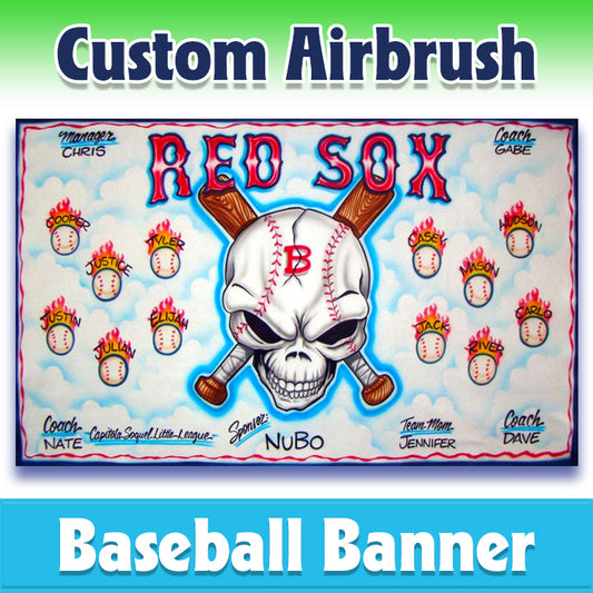 Airbrush Baseball Banner - Red Sox -1005