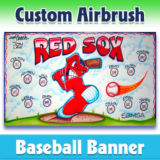 Airbrush Baseball Banner - Red Sox -1006